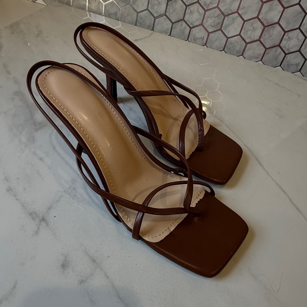 Brown Strappy Heeled Sandals